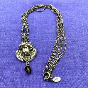Vintage Kirk Folly’s silver tone angel necklace 18 inches in length 💜